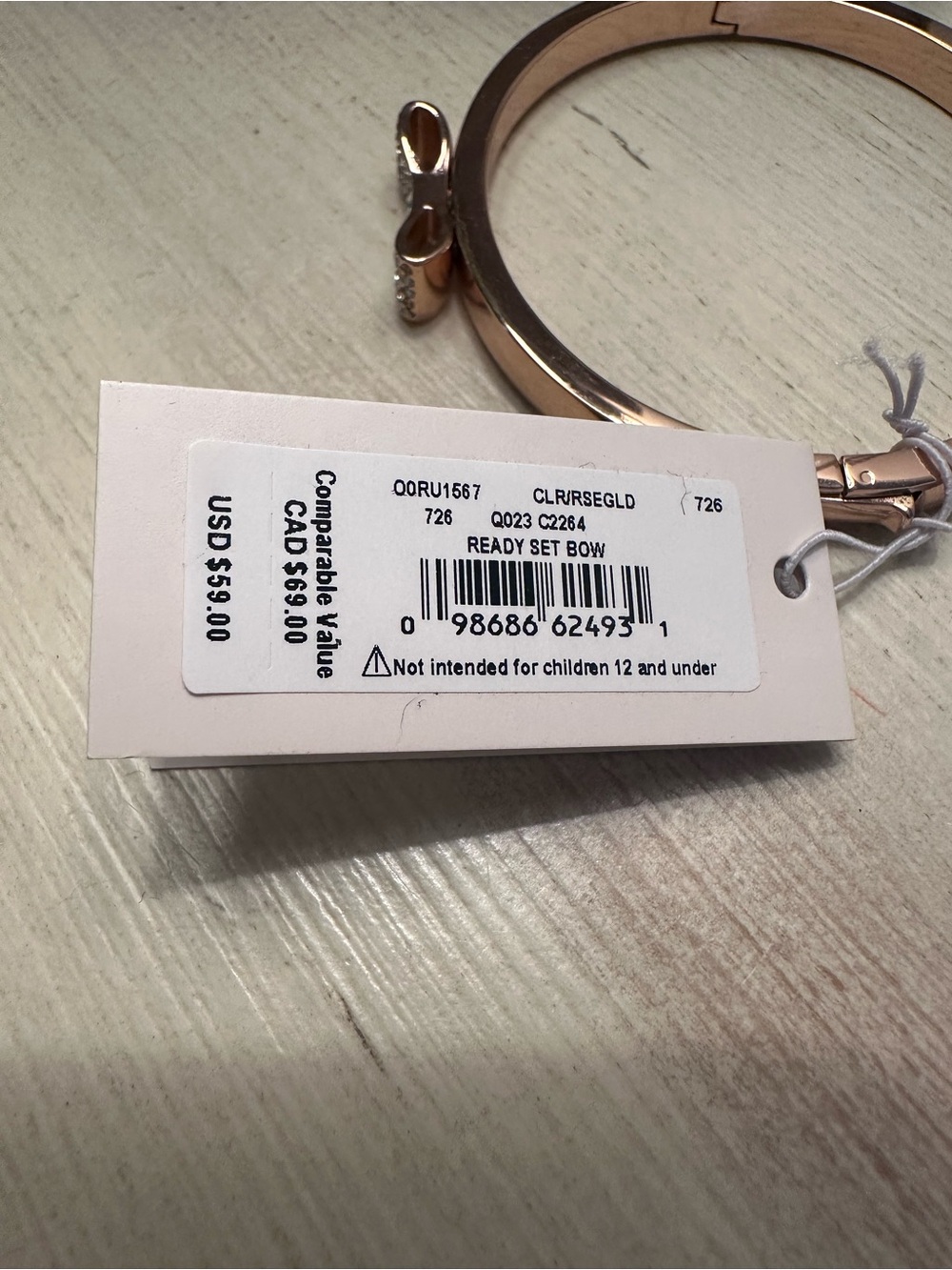 Kate Spade Ready Set Bow Pavé Rose Gold Bangle Bracelet - Picture 4 of 8